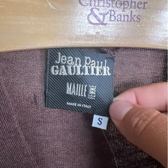 Vintage Jean Paul Gaultier Marine Femme Small Brown Cardigan Tattoo Art Cotton - Picture 3 of 6